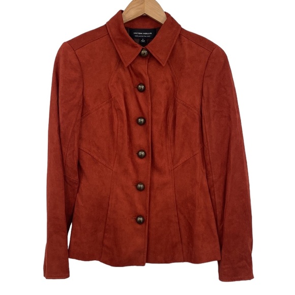 Hilton Hollis Jacket Womens 2 Burnt Orange Faux Suede Business Office Microsuede - Picture 1 of 14